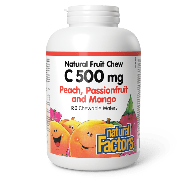 Vitamin C 500 mg 100% Natural Fruit Chew Peach, Passionfruit, and Mango