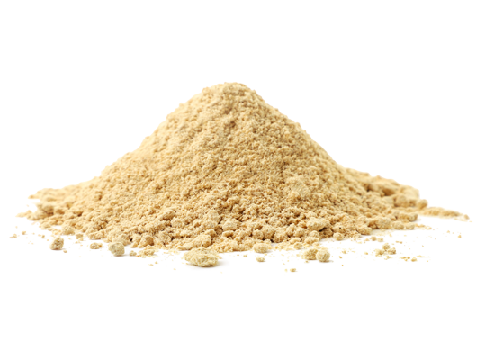 Small pile of powdered quercetin on a white background