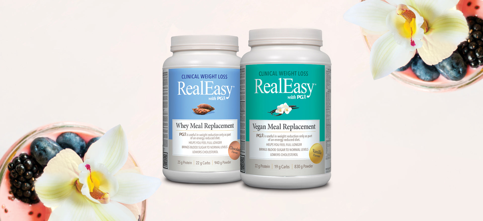 RealEasy, Whey & vegan meal replacement bottles