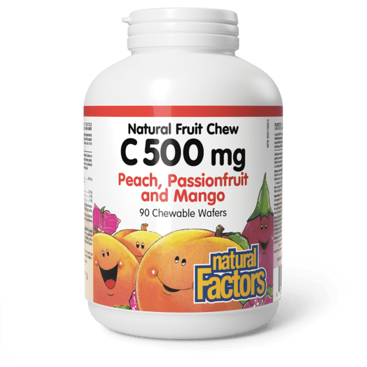 Vitamin C 500 mg 100% Natural Fruit Chew Peach, Passionfruit, and Mango