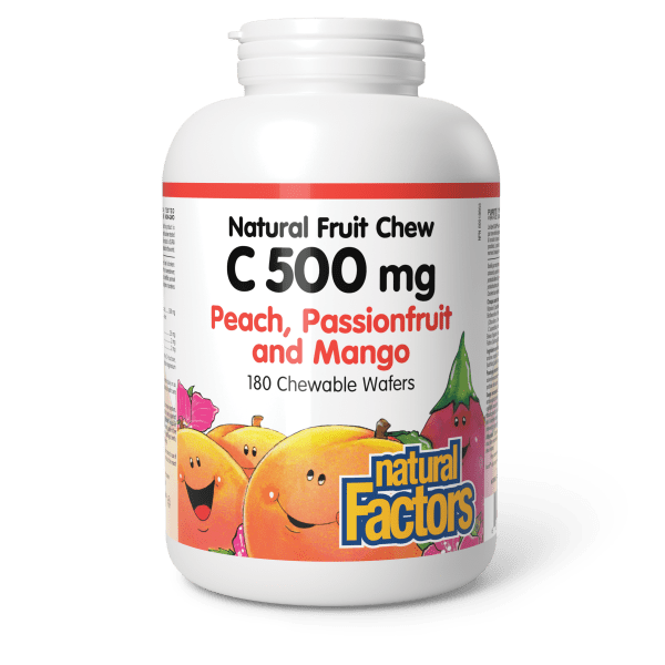 Vitamin C 500 mg 100% Natural Fruit Chew Peach, Passionfruit, and Mango
