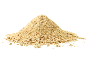 Small pile of powdered quercetin on a white background