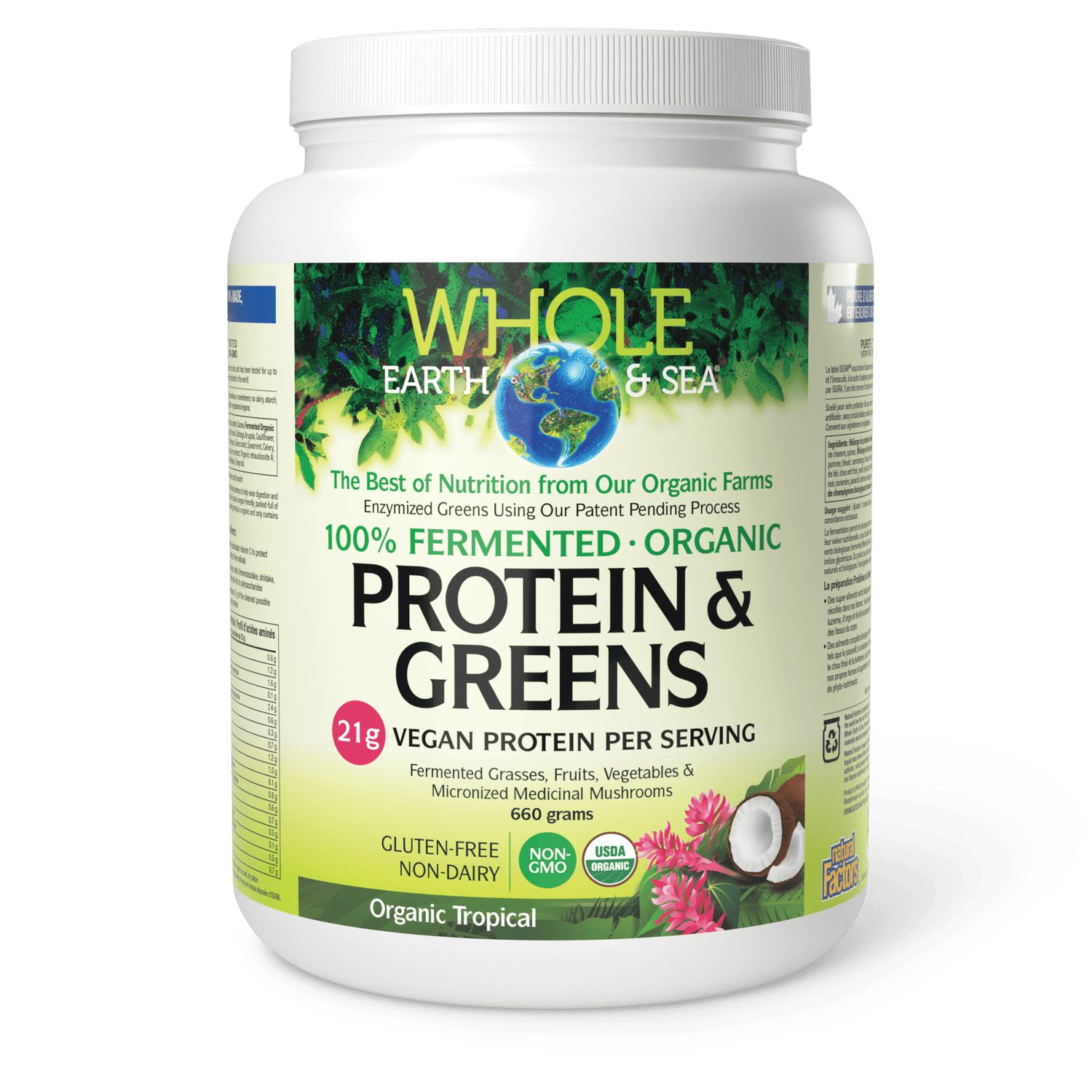 Fermented Organic Protein & Greens, Organic Tropical, Whole Earth & Sea, Whole Earth & Sea®|v|image|35523