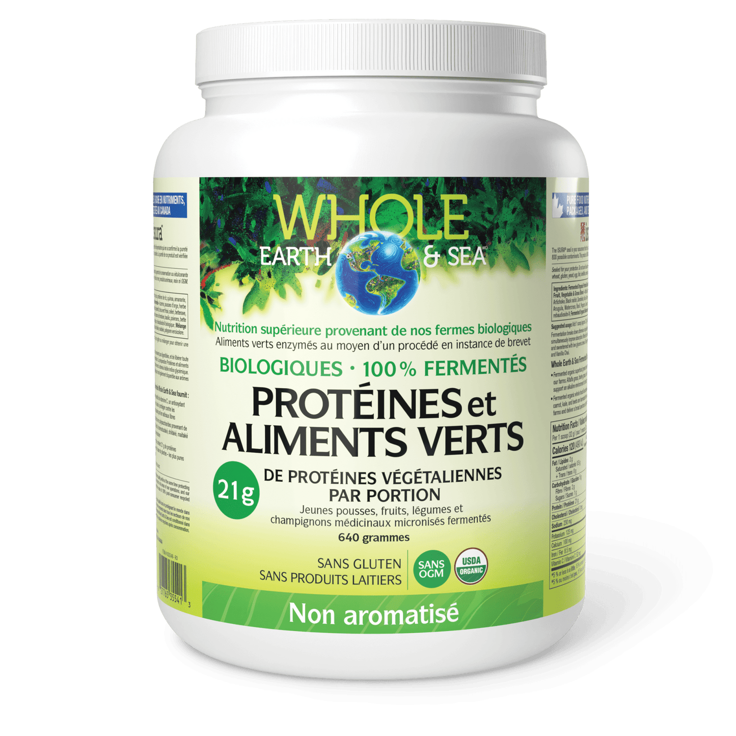 Protéines et aliments verts biologiques fermentés, non aromatisé, Whole Earth & Sea, Whole Earth & Sea®|v|image|35541