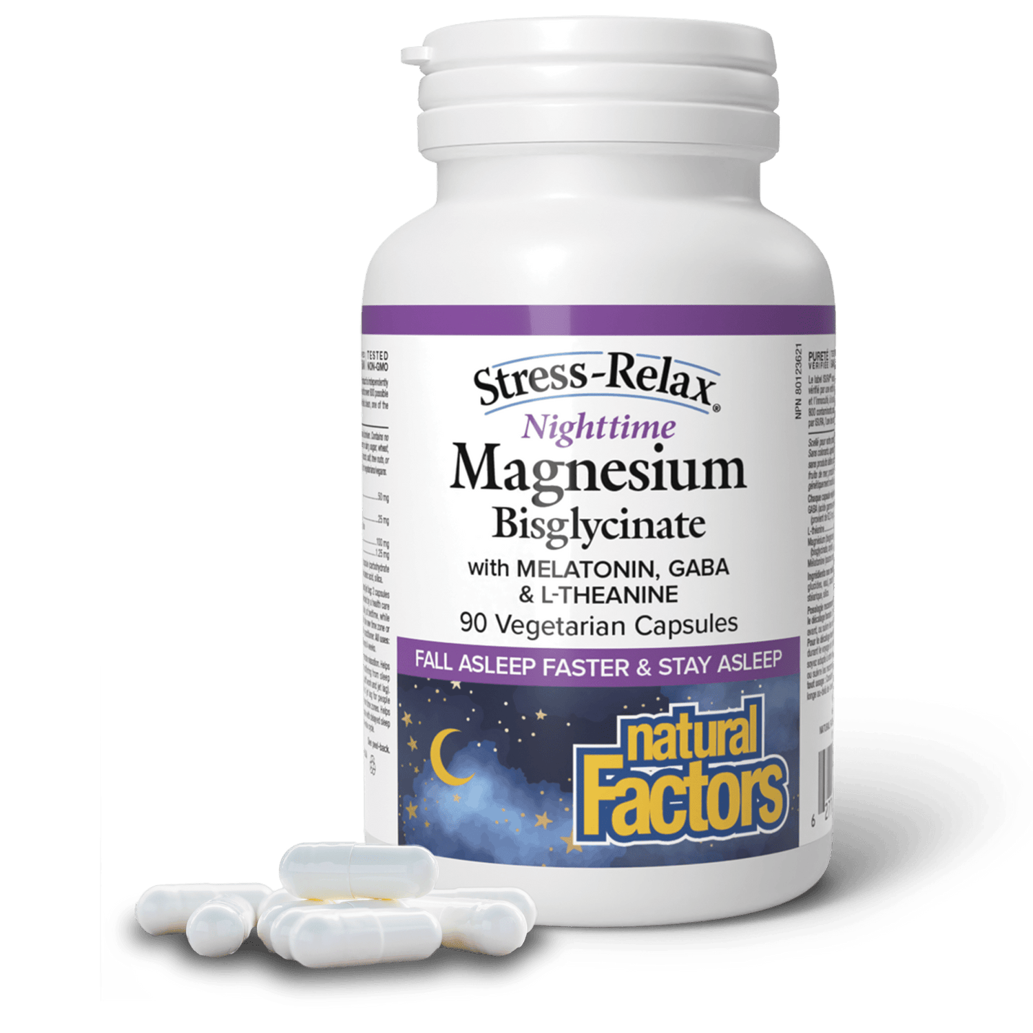 Nighttime Magnesium Bisglycinate, Stress Relax, Natural Factors|v|image|3529