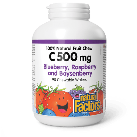 C 500 mg 100% Natural Fruit Chew, Blueberry, Raspberry, and Boysenberry, Natural Factors|v|image|1326
