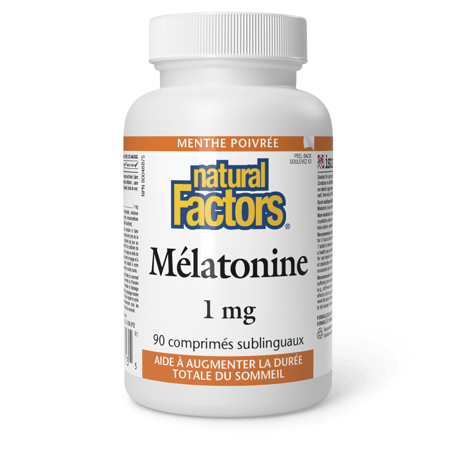 Mélatonine 1 mg, menthe poivrée, Natural Factors|v|image|2713