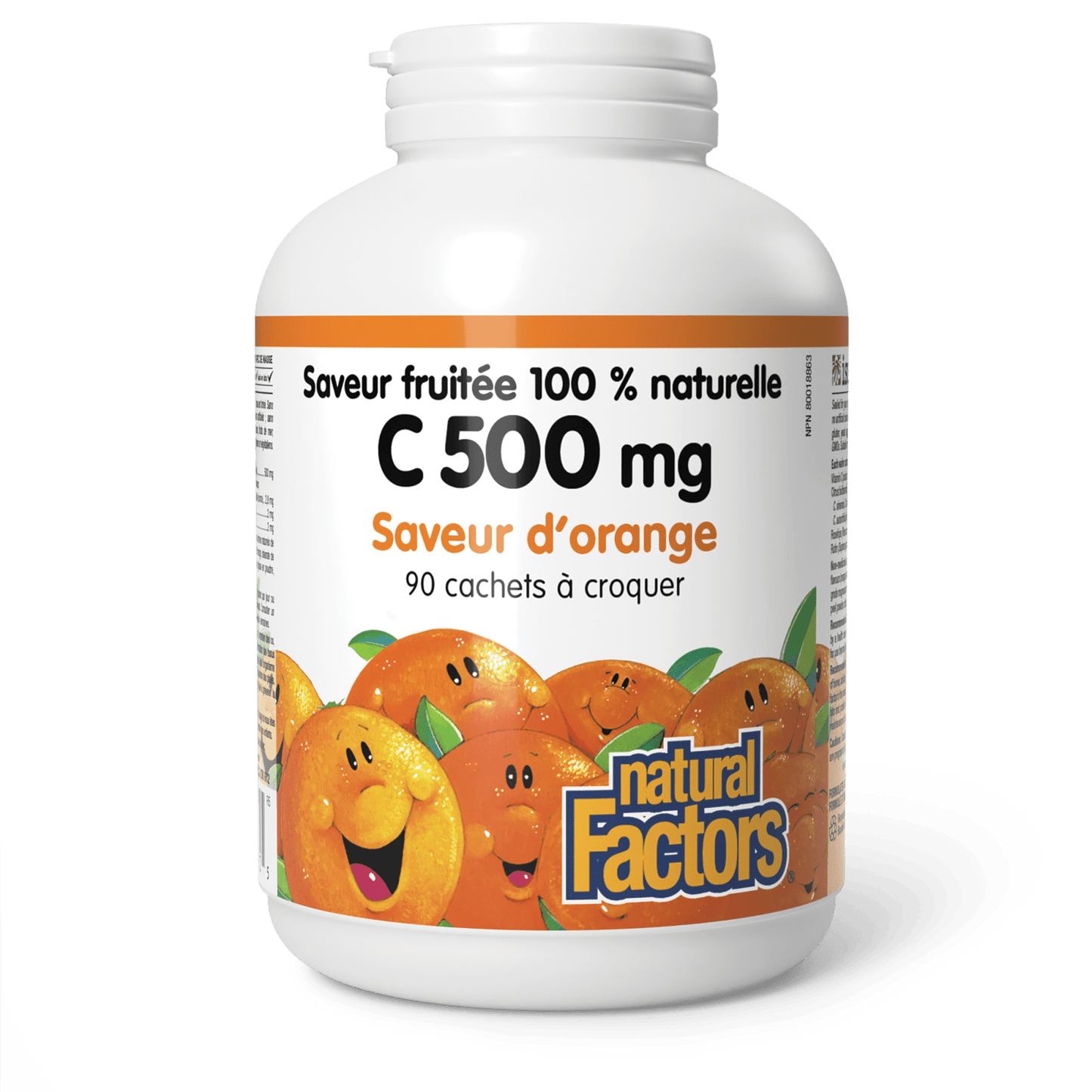 C 500 mg saveur fruitée 100 % naturelle, saveur d’orange, Natural Factors|v|image|1330