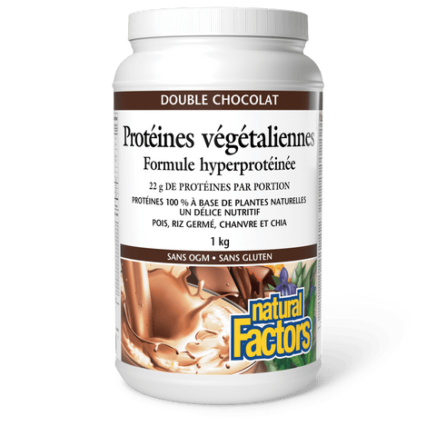 Protéines végétaliennes Formule hyperprotéinée, double chocolat, Natural Factors|v|image|2924