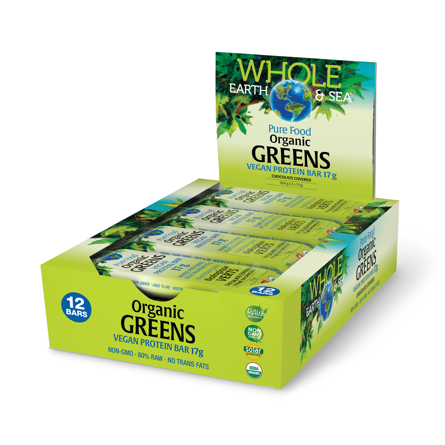 Organic Greens Vegan Protein Bar  17 g  12 Bars, image-hi-res