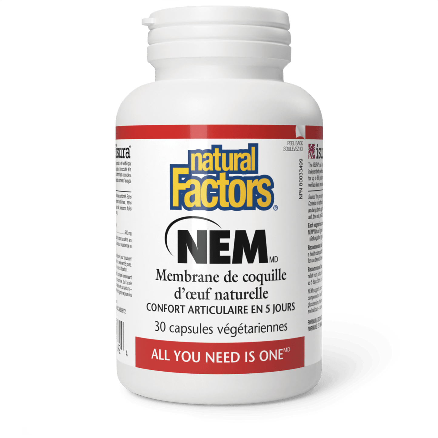NEM Membrane de coquille d’œuf naturelle 500 mg, Natural Factors|v|image|2692