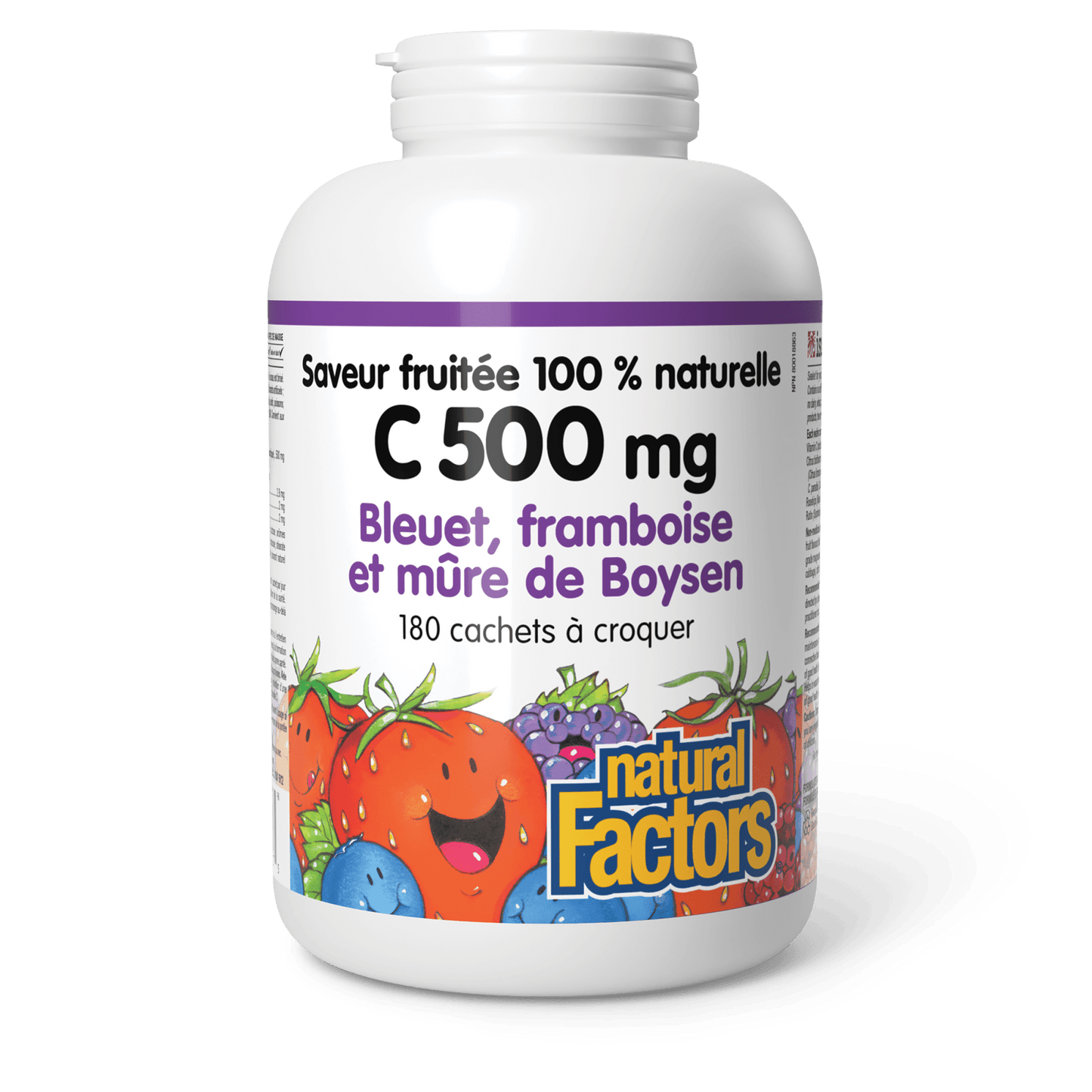 C 500 mg saveur fruitée 100 % naturelle, bleuet, framboise et mûre de Boysen, Natural Factors|v|image|1327