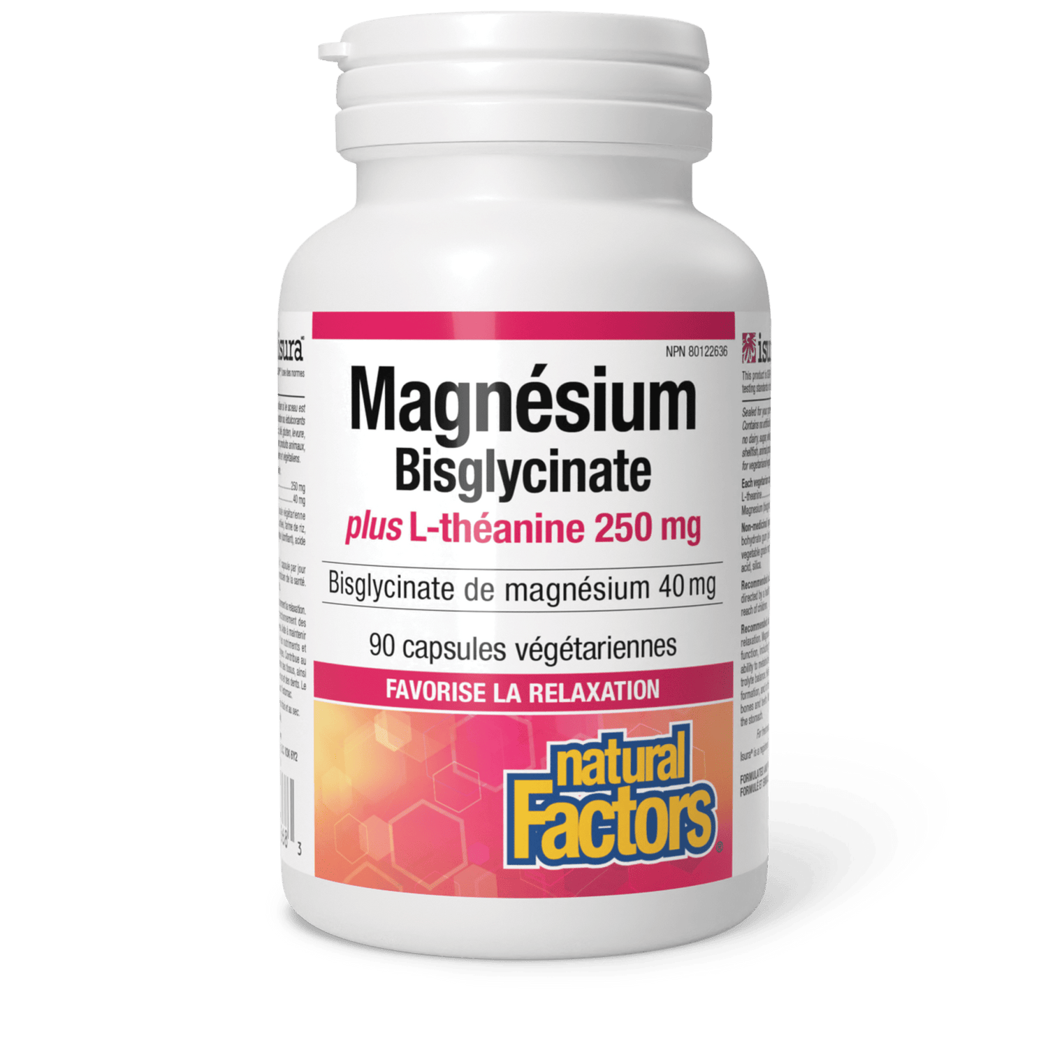 Magnésium Bisglycinate plus L-théanine 250 mg	, Natural Factors|v|image|2868