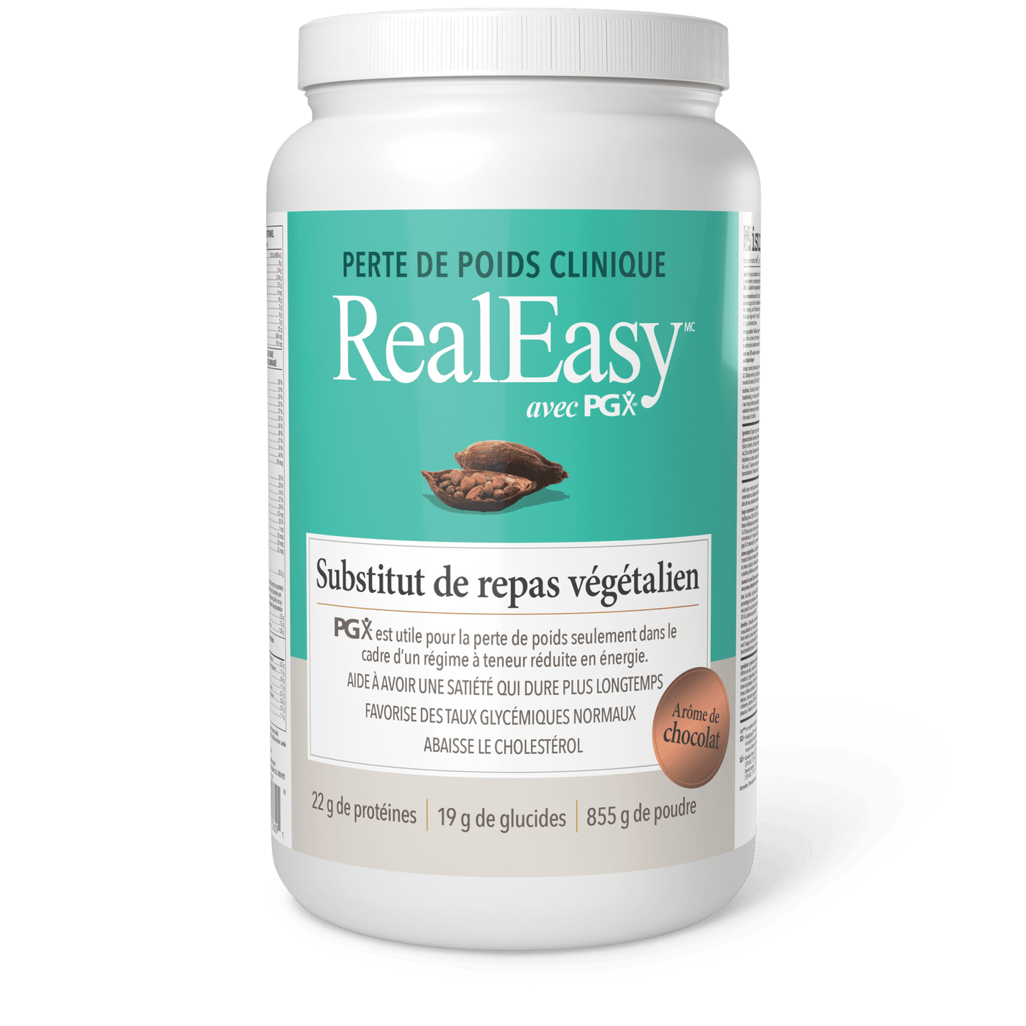 RealEasy avec PGX Substitut de repas végétalien, arôme de chocolat, Natural Factors|v|image|3609