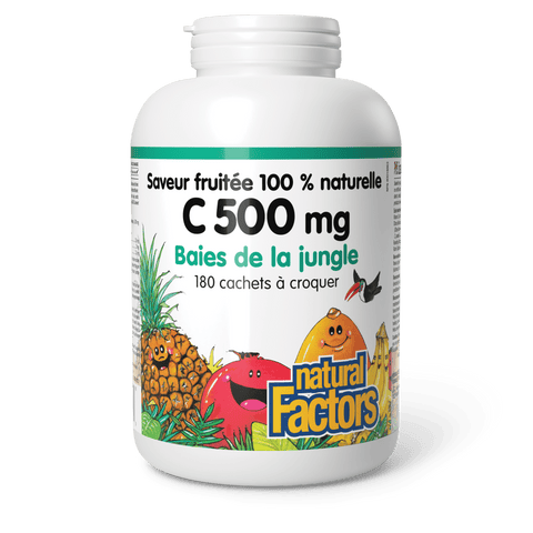 C 500 mg saveur fruitée 100 % naturelle, baies de la jungle, Natural Factors|v|image|1329