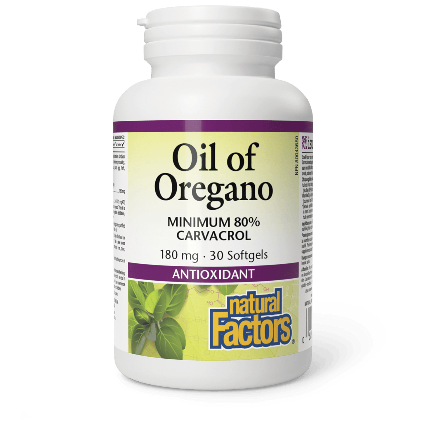 Oil of Oregano 180 mg, Natural Factors|v|image|4573