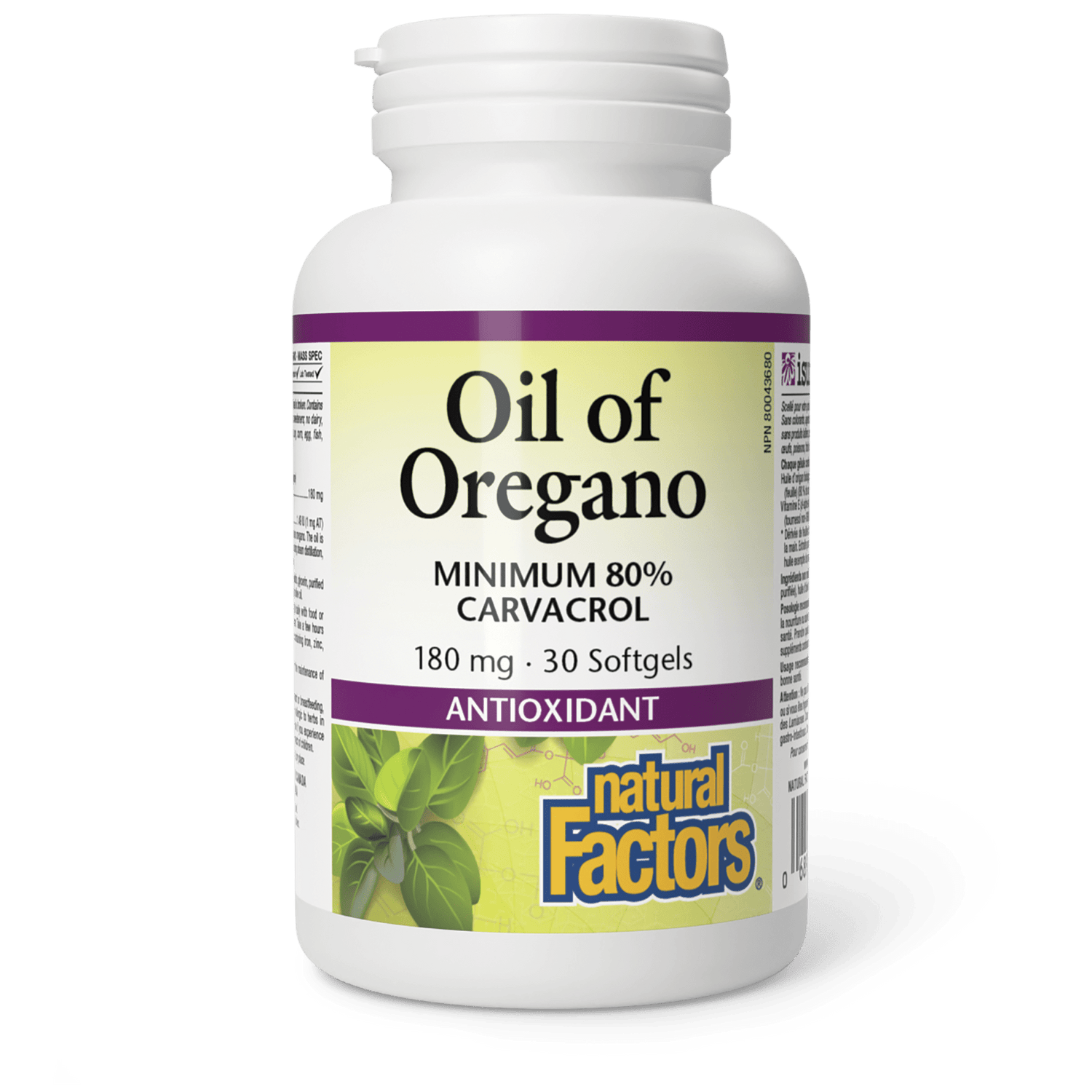 Oil of Oregano 180 mg, Natural Factors|v|image|4573