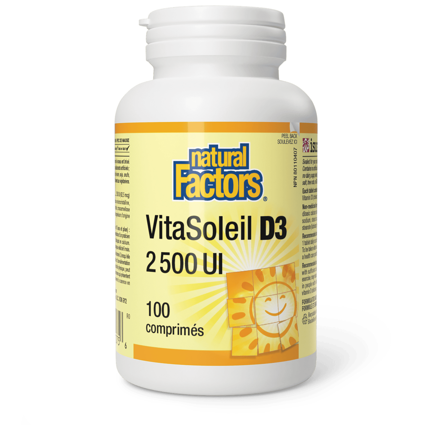 VitaSoleil D3 comprimés 2 500 UI, Natural Factors|v|image|1075