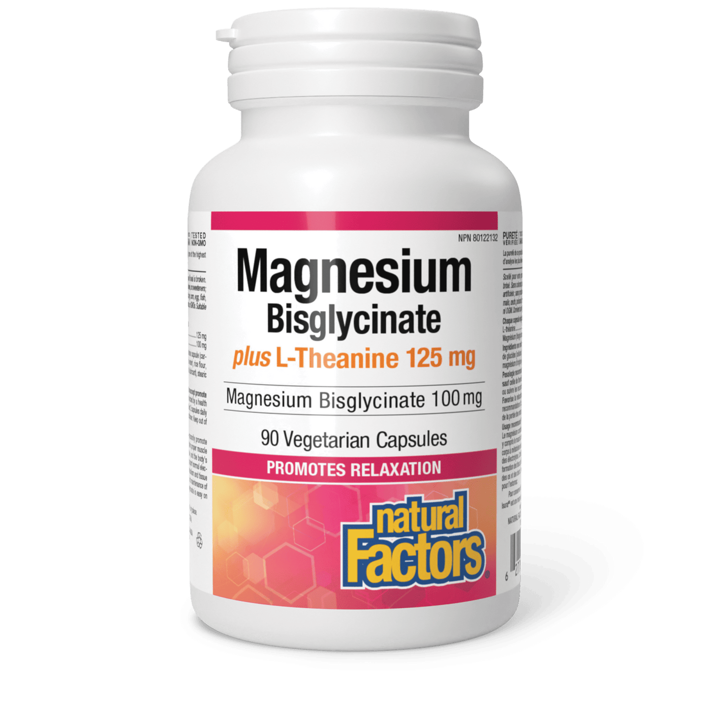 Magnesium Bisglycinate 100 mg plus L-Theanine 125 mg, Natural Factors|v|image|2867