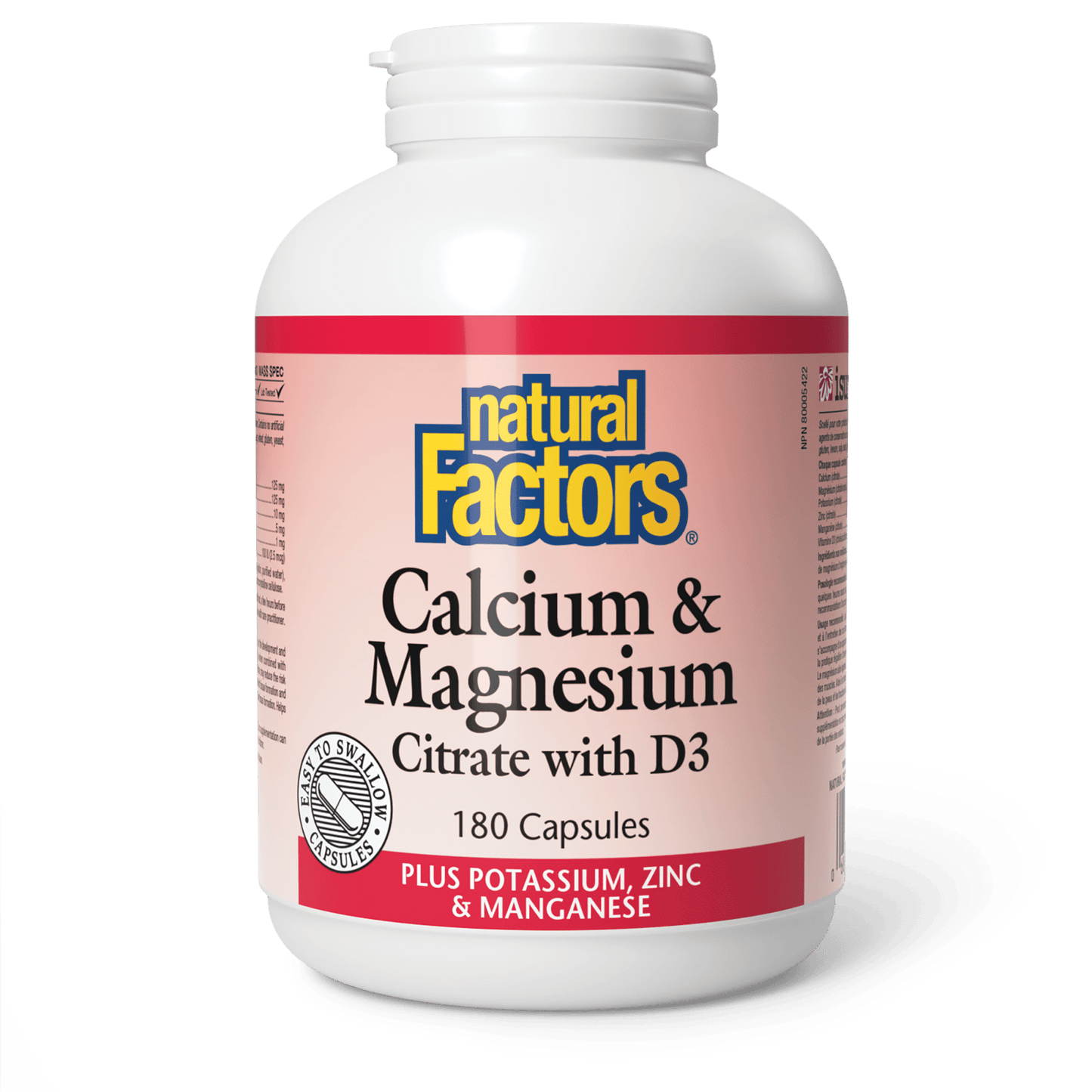 Calcium & Magnesium Citrate with D3 Plus Potassium, Zinc & Manganese, Natural Factors|v|image|1629