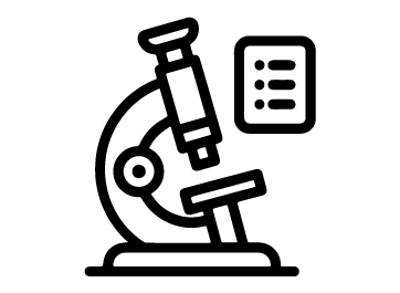 Icon of a microscope next to a report
