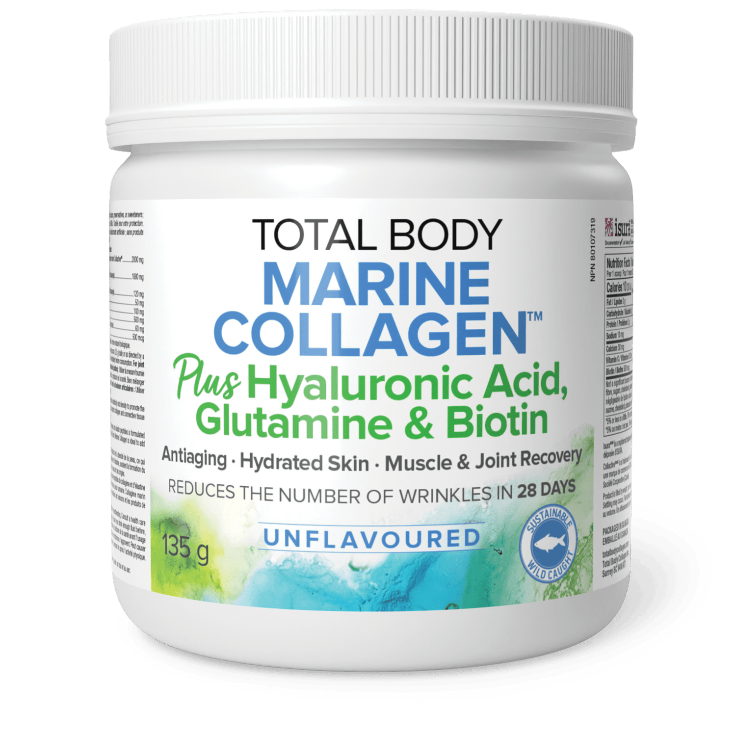 Total Body Marine Collagen Plus Hyaluronic Acid, Glutamine, & Biotin, Unflavoured, Total Body Collagen|v|image|2629