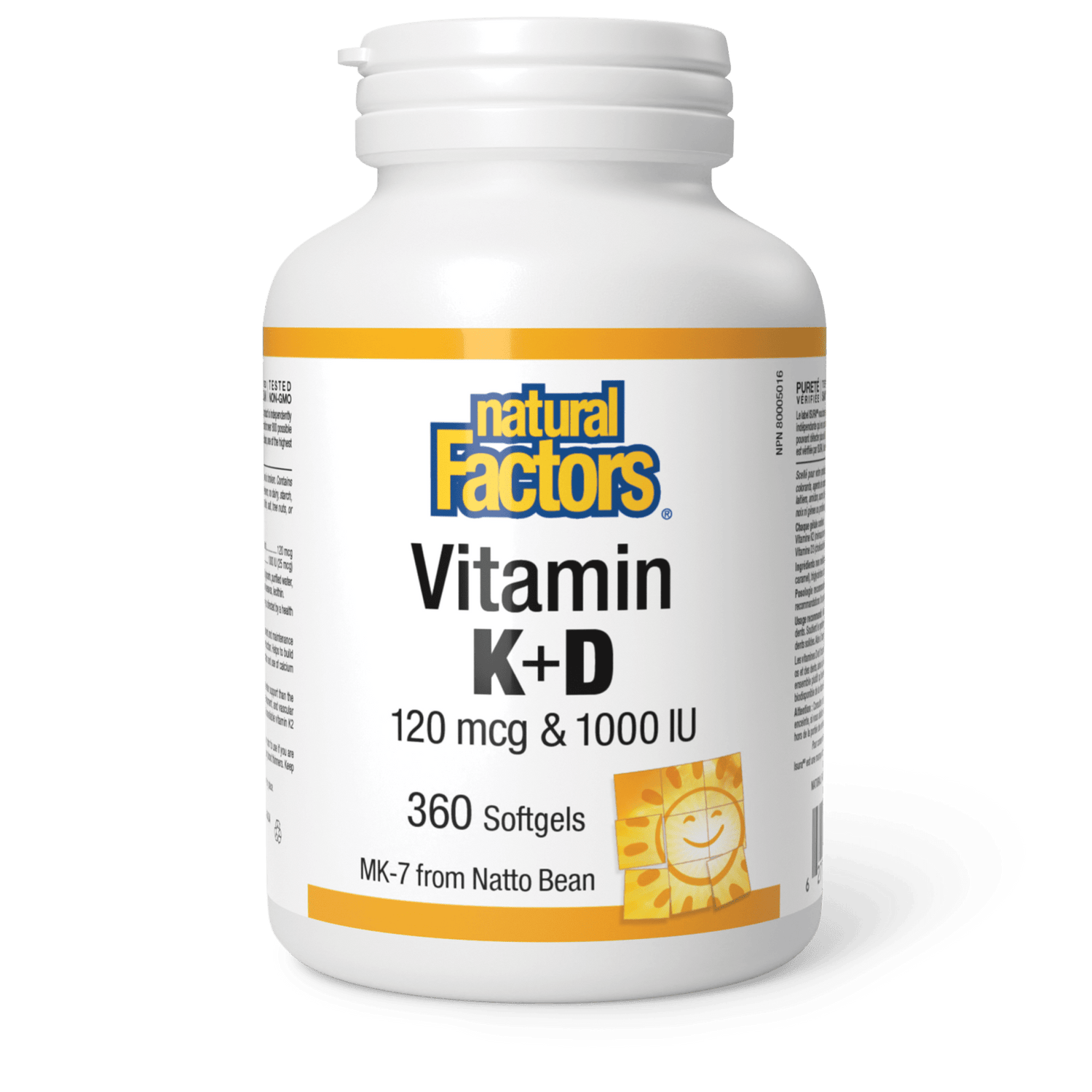 Vitamin K+D 120 mcg & 1000 IU, Natural Factors|v|image|1056