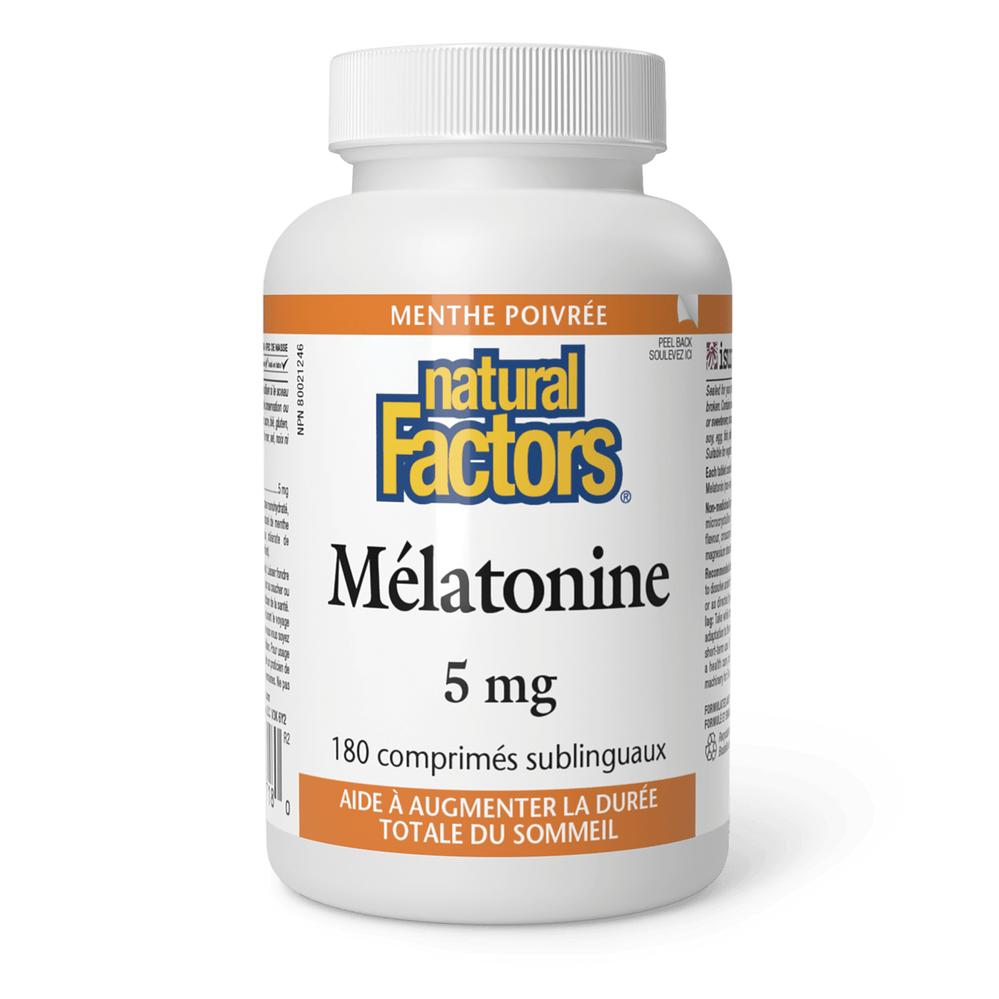 Mélatonine 5 mg, menthe poivrée, Natural Factors|v|image|2718