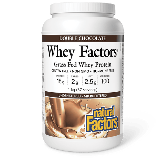 Whey Factors Grass Fed Whey Protein, Double Chocolate, Natural Factors|v|image|2927
