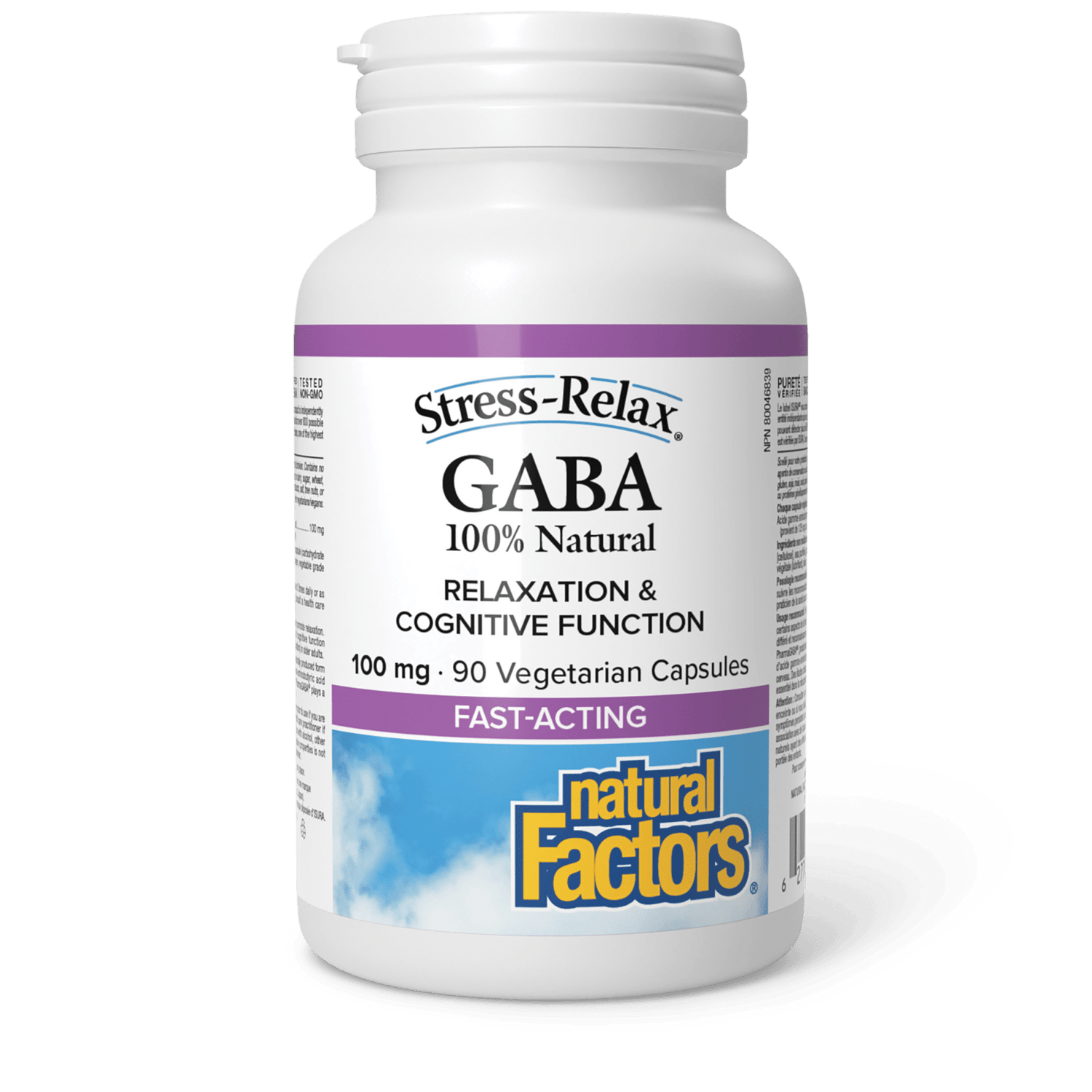 100% Natural GABA 100 mg, Stress-Relax, Natural Factors|v|image|2836