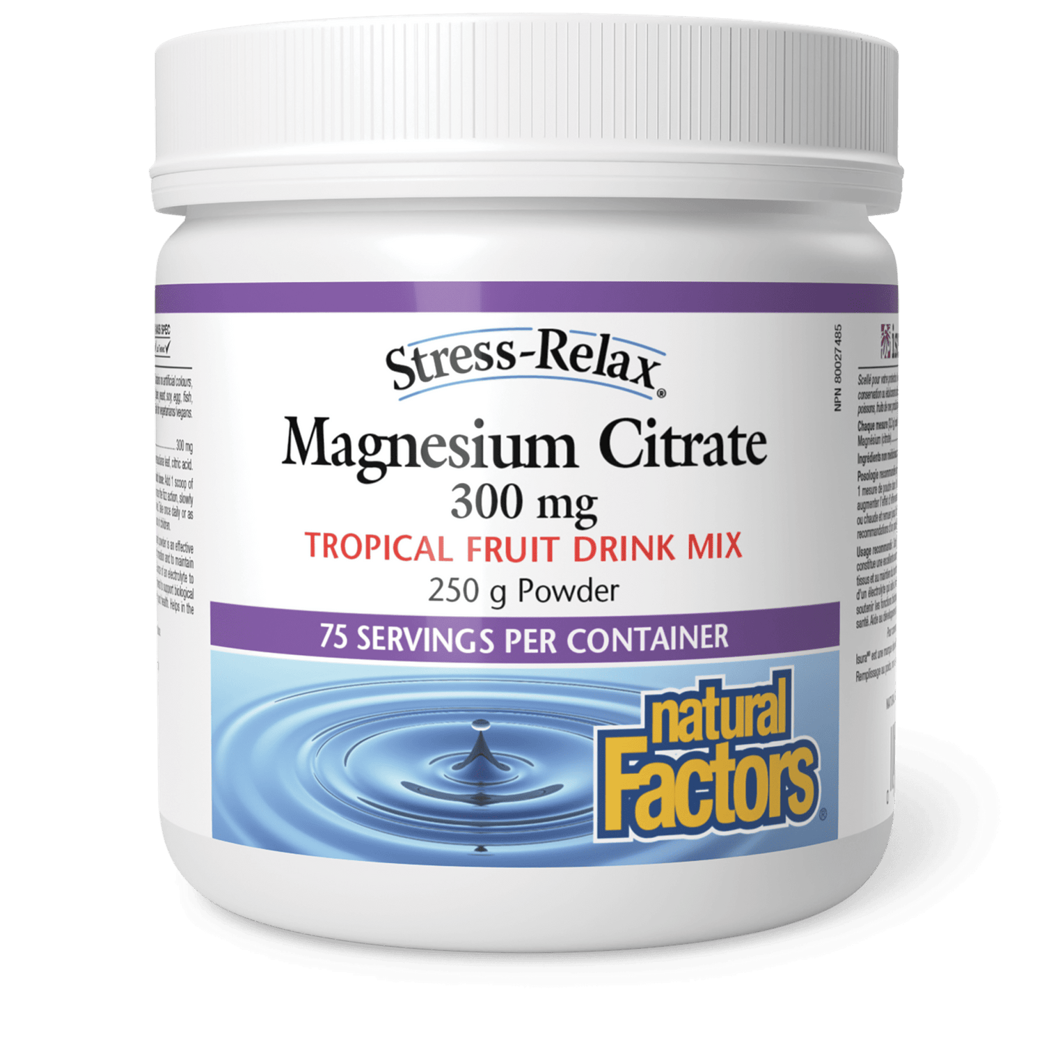 Magnesium Citrate 300 mg, Tropical Fruit, Stress-Relax, Natural Factors|v|image|3542