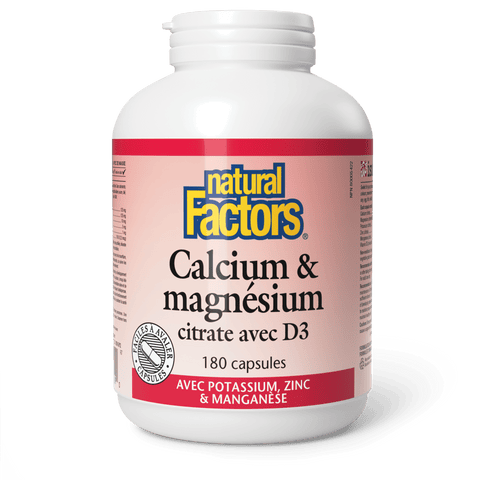 Calcium & magnésium citrate avec D3 avec potassium, zinc & manganèse, Natural Factors|v|image|1629