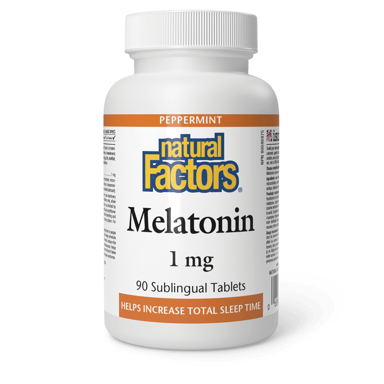 Melatonin 1 mg, Peppermint, Natural Factors|v|image|2713