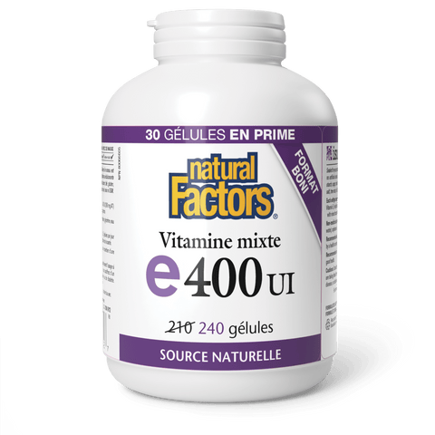 Vitamine mixte E 400 UI, source naturelle, Natural Factors|v|image|8142