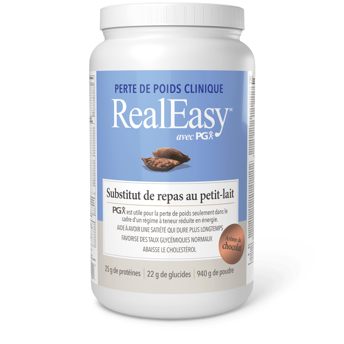 RealEasy avec PGX Substitut de repas au petit-lait poudre, arôme de chocolat, Natural Factors|v|image|3607