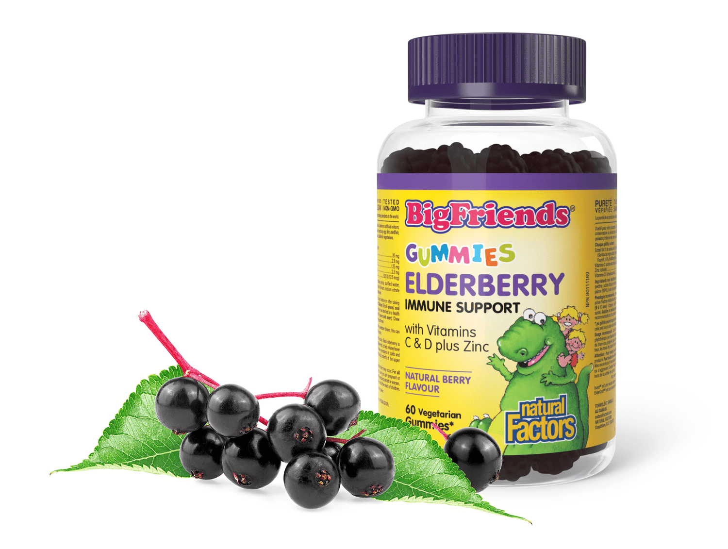 Elderberry Gummies with Vitamins C & D plus Zinc, Natural Factors|v|image|4709