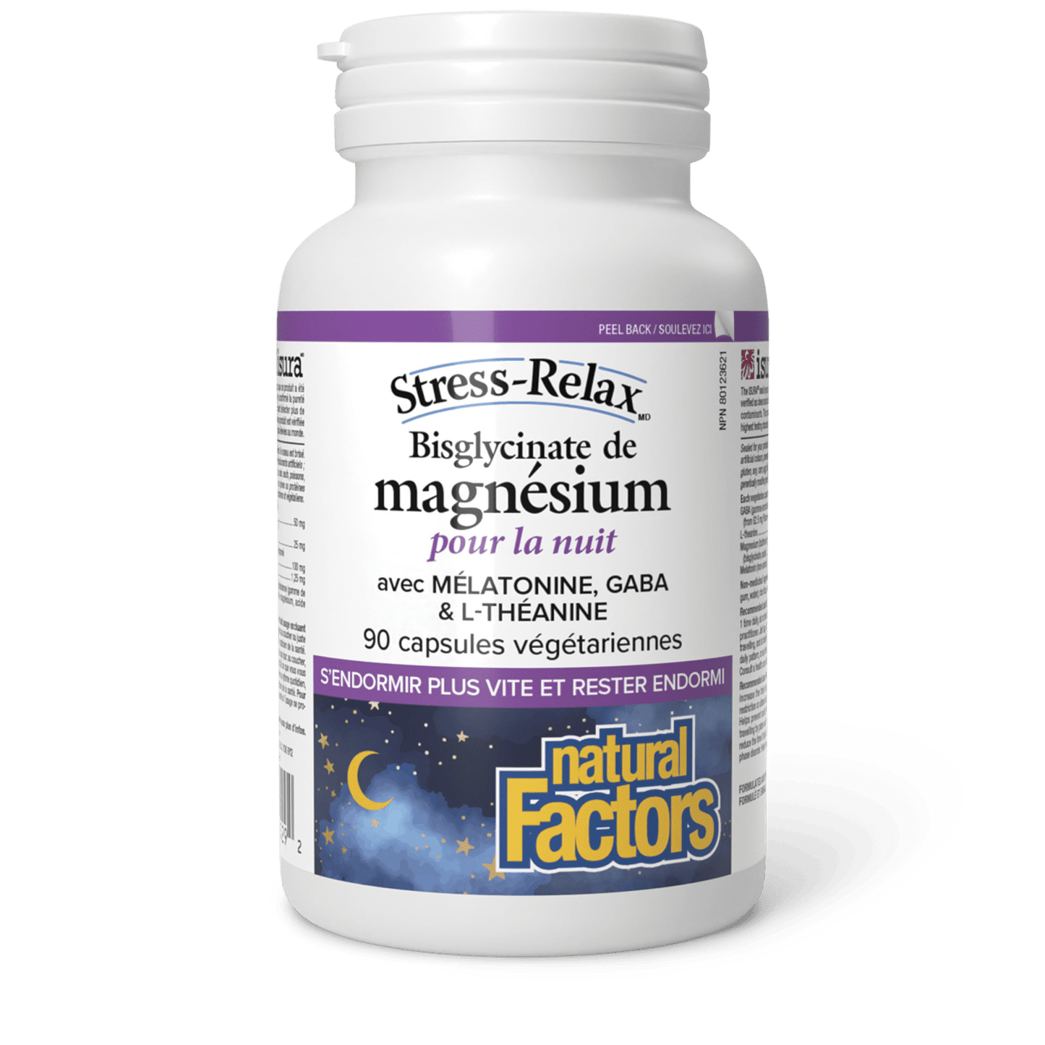 Bisglycinate de magnésium pour la nuit, Stress-Relax, Natural Factors|v|image|3529