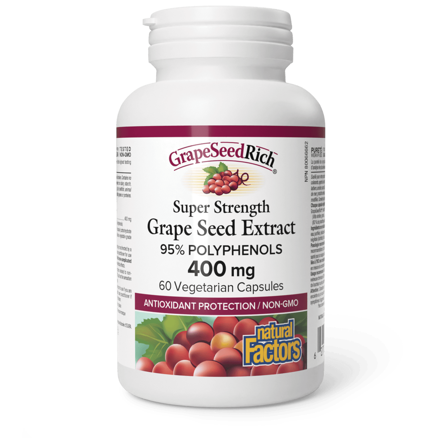 GrapeSeedRich Super Strength Grape Seed Extract 400 mg, Natural Factors|v|image|4558