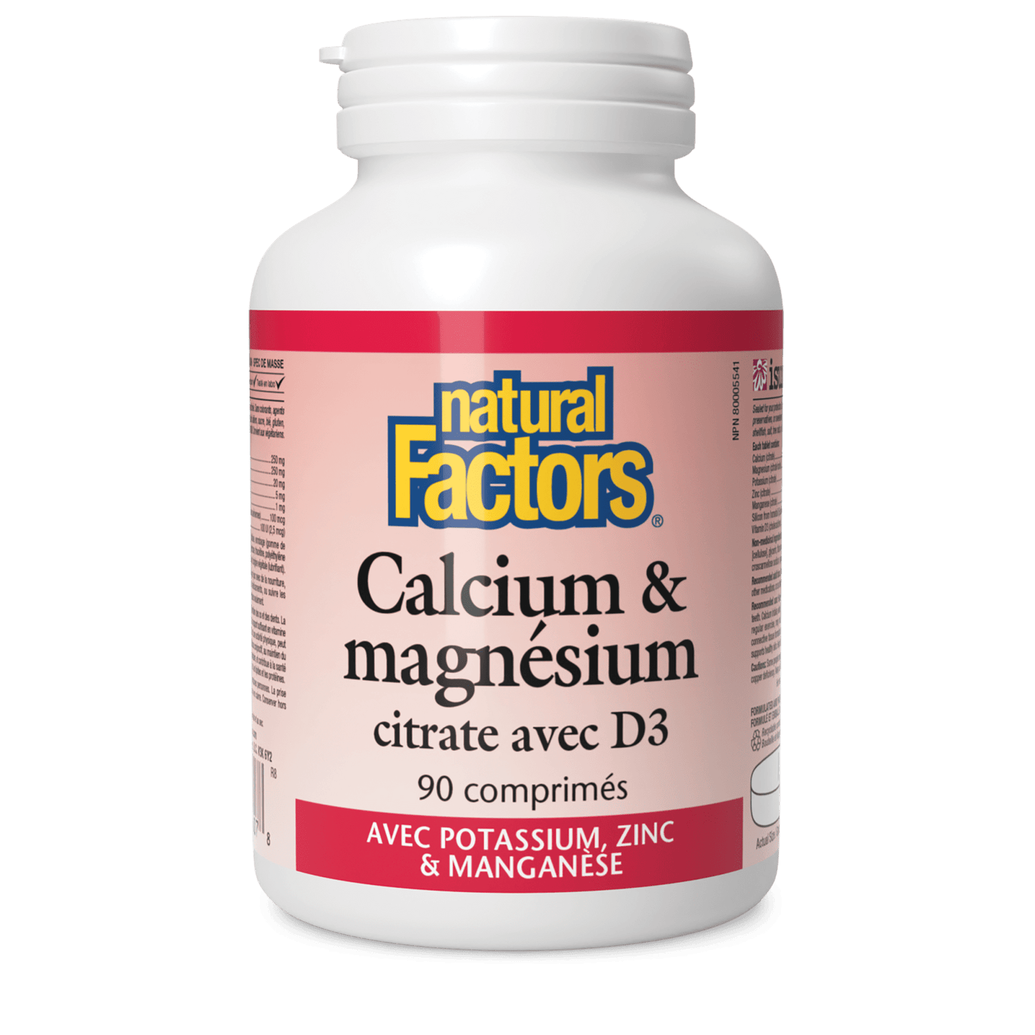 Calcium & magnésium citrate avec D3 avec potassium, zinc & manganèse, Natural Factors|v|image|1607