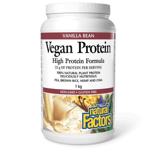 Vegan Protein High Protein Formula, Vanilla Bean, Natural Factors|v|image|2923