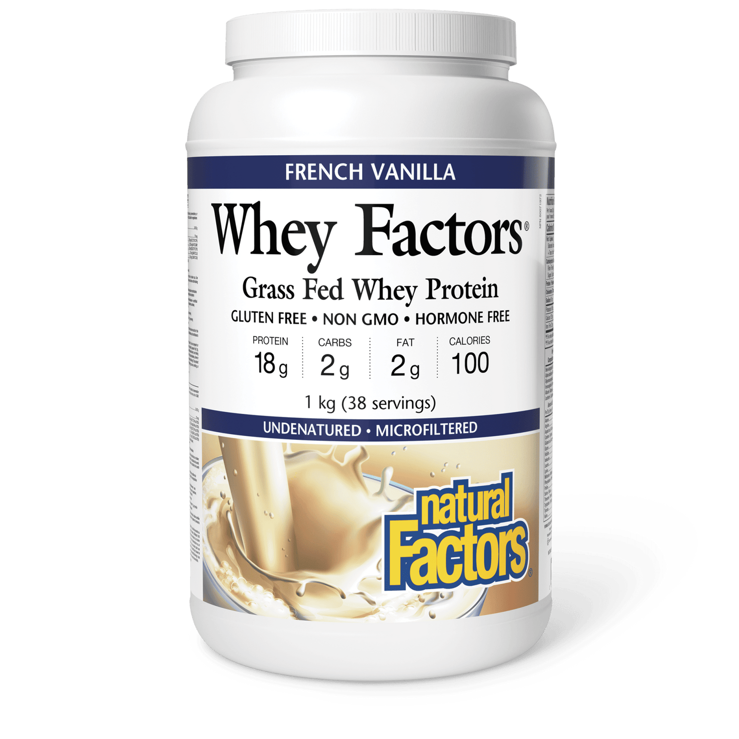 Whey Factors Grass Fed Whey Protein, French Vanilla, Natural Factors|v|image|2926