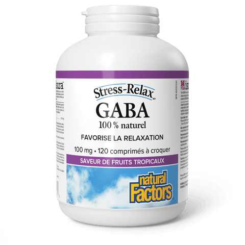 GABA 100 % naturel 100 mg, saveur de fruits tropicaux, Stress-Relax, Natural Factors|v|image|2842