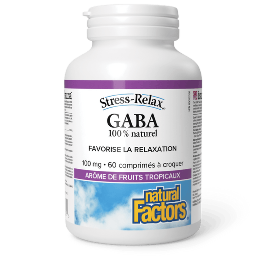 GABA 100 % naturel 100 mg, saveur de fruits tropicaux, Stress-Relax, Natural Factors|v|image|2835