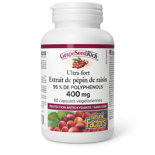 GrapeSeedRich Extrait de pépin de raisin Ultra-fort 400 mg, Natural Factors|v|image|4558
