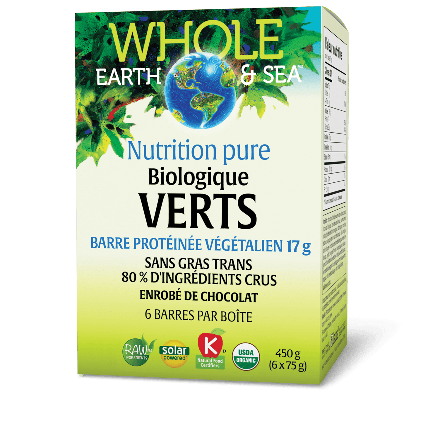 Barre protéinée biologique Végétalien Verts 17 mg, Whole Earth & Sea, Whole Earth & Sea®|v|image|35506