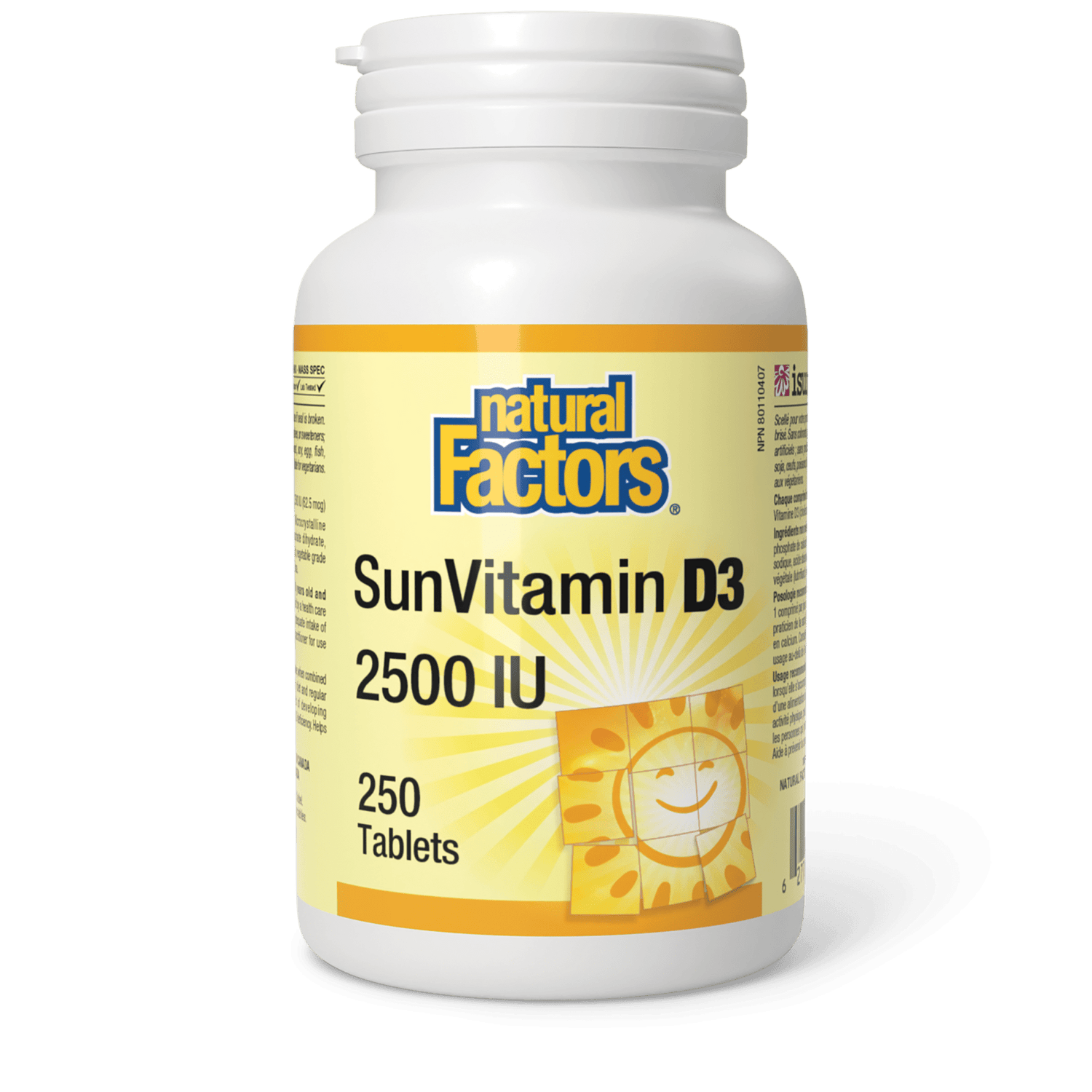 SunVitamin D3 Tablets 2500 IU, Natural Factors|v|image|1076