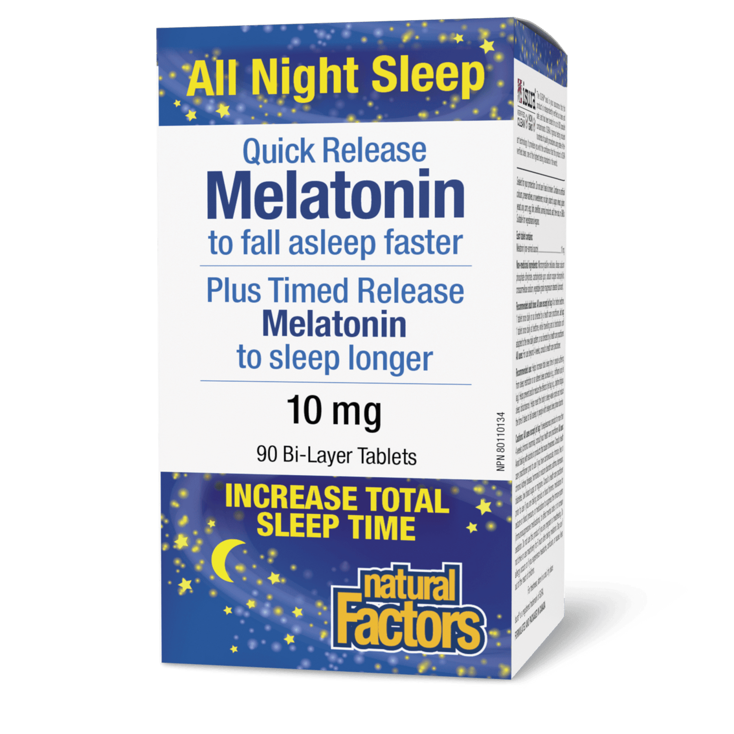 Melatonin Quick Release Plus Timed Release 10 mg, Natural Factors|v|image|2724