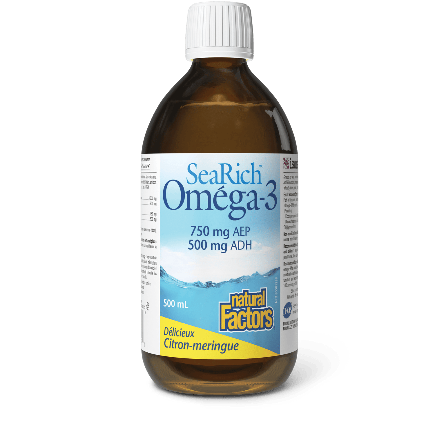 Oméga-3 750 mg AEP/500 mg ADH, meringue au citron, SeaRich, Natural Factors|v|image|35743