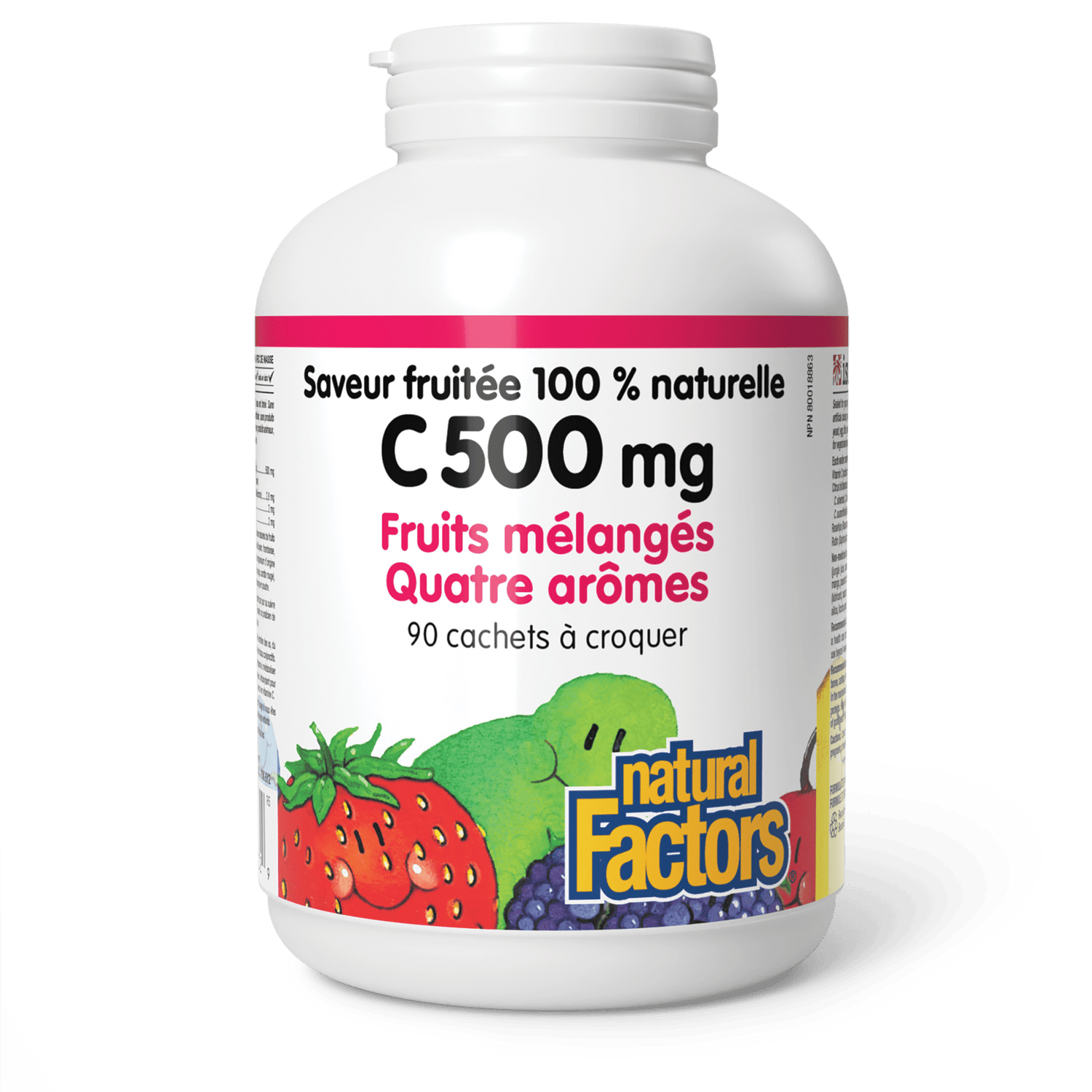 C 500 mg saveur fruitée 100 % naturelle, fruits mélangés, quatre arômes, Natural Factors|v|image|1332