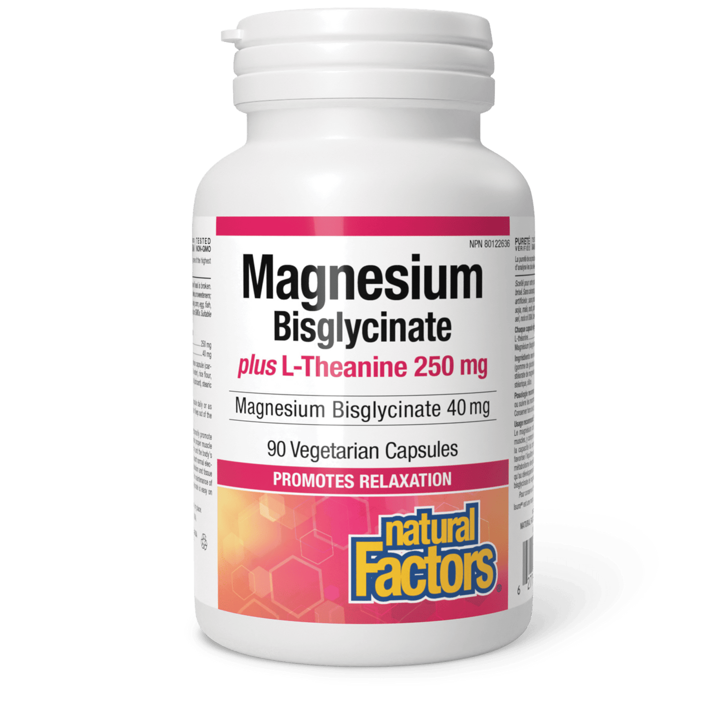 Magnesium Bisglycinate plus L-Theanine 250 mg, Natural Factors|v|image|2868